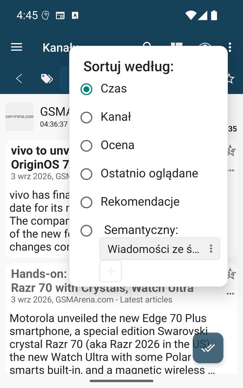 Lista rekomendacji zbudowana z historii czytania