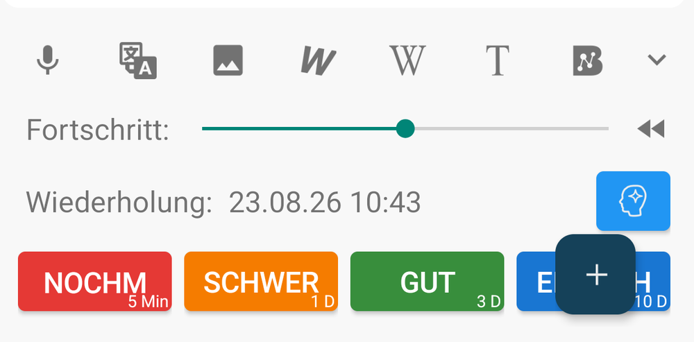 Each rating button shows the interval it will set