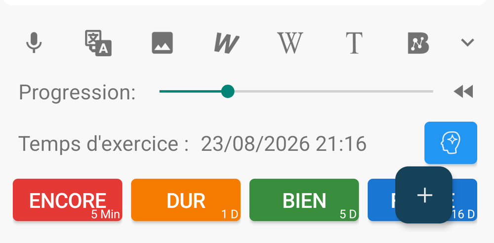 Each rating button shows the interval it will set