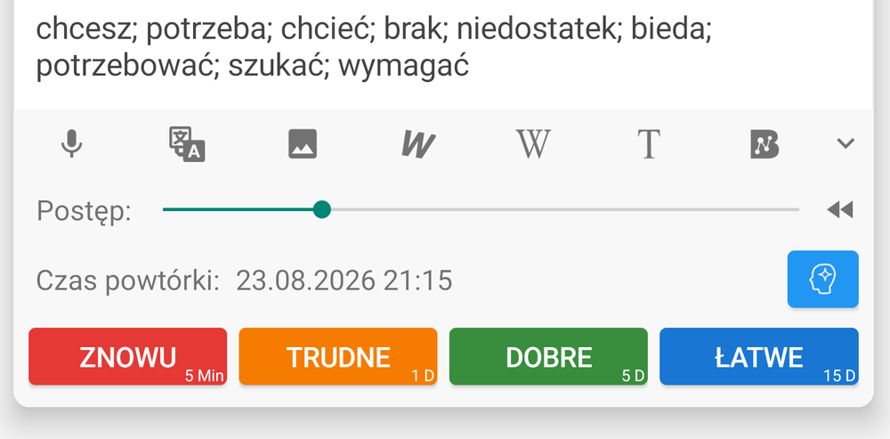 Each rating button shows the interval it will set