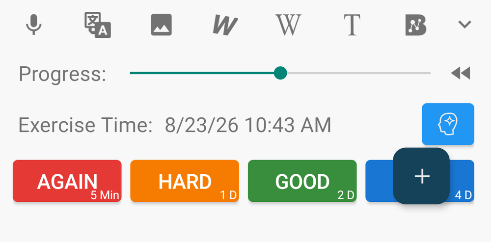Each rating button shows the interval it will set