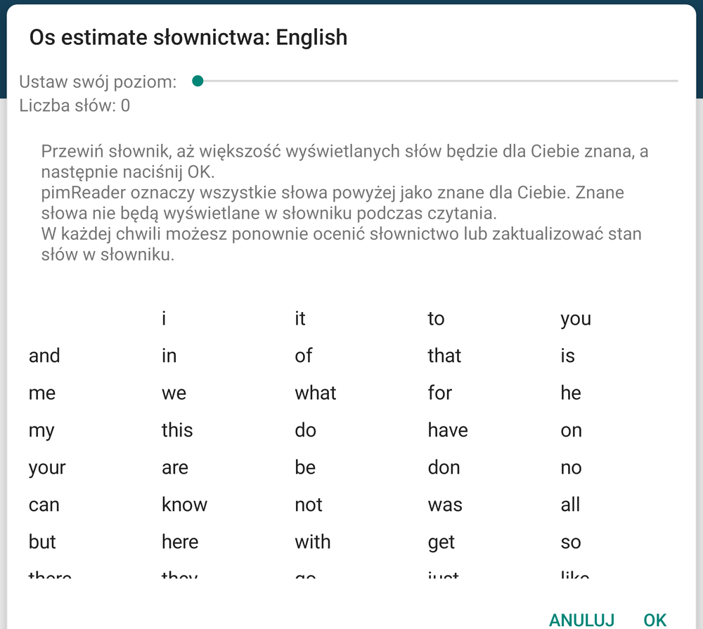 Estimating your vocabulary from a frequency list