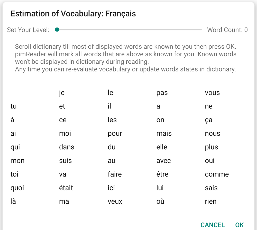 Estimating your vocabulary from a frequency list